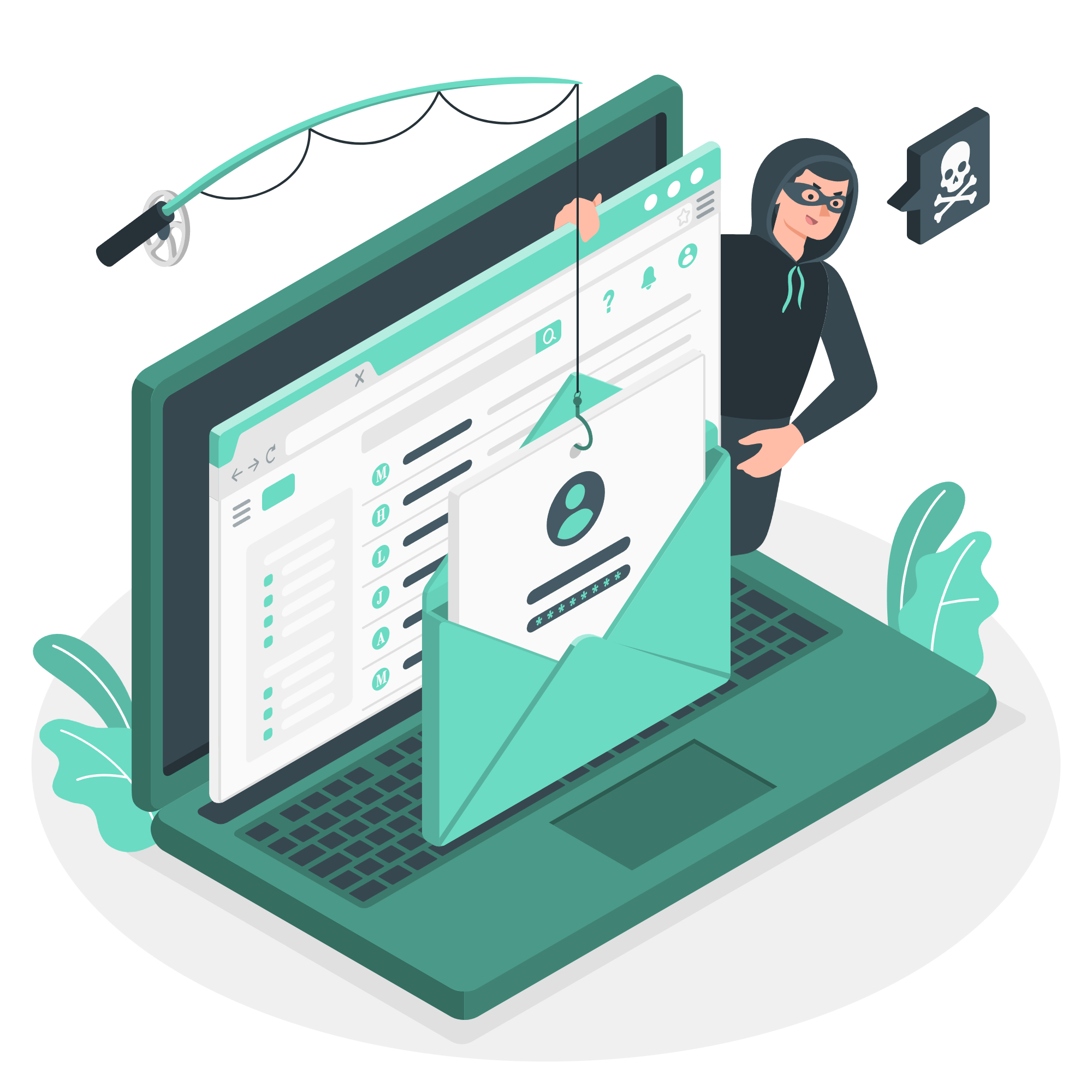 Hacker con caña de pescar